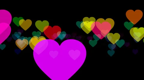Colorful hearts transition alpha Stock Footage 34650896