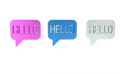 Colorful Hello in different languages icon isolated on white background. Sp.. Stock Illustration