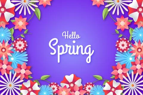 Colorful hello spring background Stock Illustration