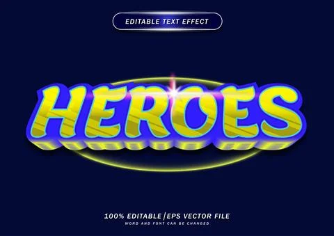 Colorful heroes text effect. editable style Stock Illustration