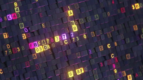 Colorful hexadecimal code 3D render seamless loop animation Stock Footage 276350003