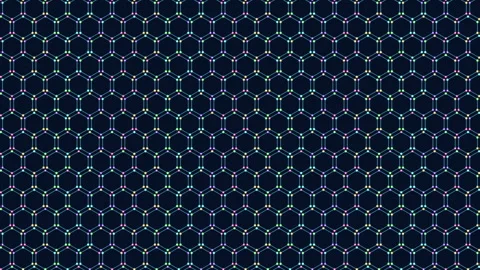 Colorful hexagon grid network pattern background with glowing nodes, seamless Stock Footage 333133610