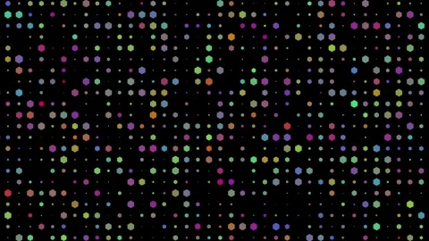 Colorful Hexagon Grid Random Scaling 4K Loop Black Background Video stock 334028903