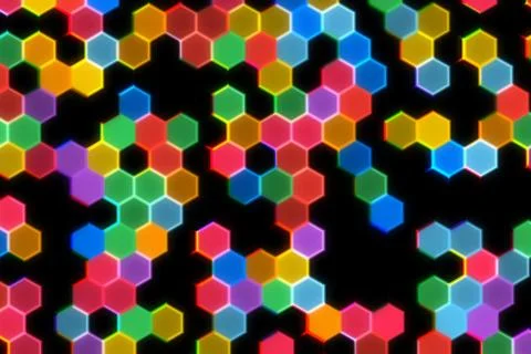 Colorful hexagon pattern with black background Stock Photos