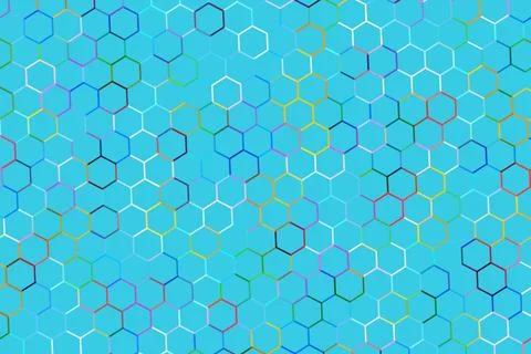 Colorful hexagon pattern on blue background for design Ilustração Stock