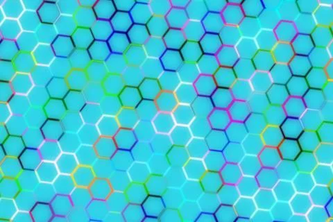 Colorful hexagon pattern on blue background 스톡 일러스트
