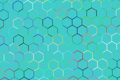 Colorful hexagon pattern on blue background 库存插图