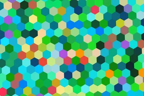 Colorful hexagon pattern with bright shades and vibrant look Stock Illustration