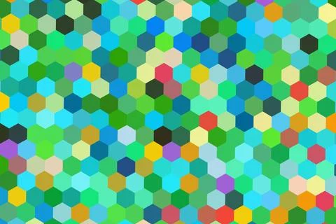 Colorful hexagon pattern with bright shades and vibrant look Stock Illustration