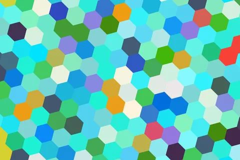 Colorful hexagon pattern with bright shades and vibrant look Stock Illustration