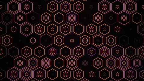 Colorful hexagon pattern on a dark background at night 스톡 일러스트