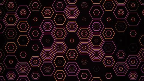 Colorful hexagon pattern on dark background shows bright design Stock Illustration