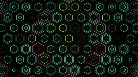Colorful hexagon pattern on a dark background Stock Illustration