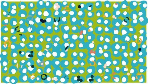 Colorful hexagon pattern with dots on grid background Stock Illustration