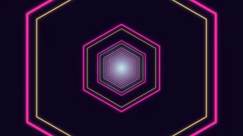 Colorful hexagon pattern with glowing lines and dark background Stock Footage 337064569