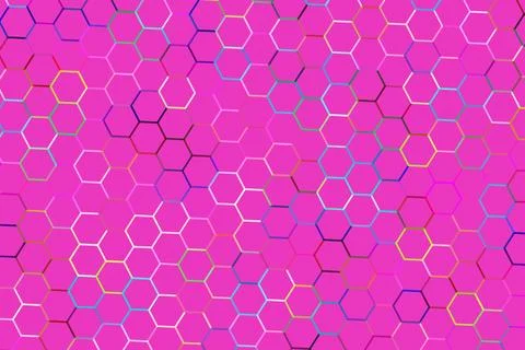 Colorful hexagon pattern with pink background Stock Illustration