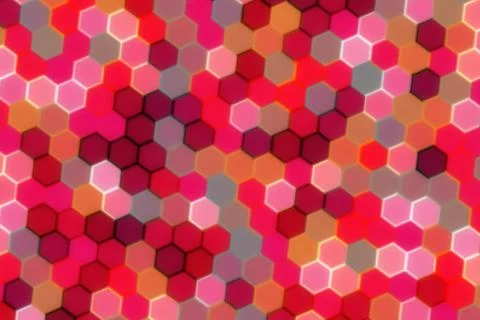 Colorful hexagon pattern with pink red orange shades Illustrazione stock