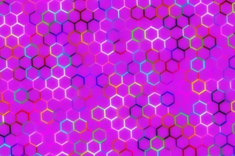 Colorful hexagon pattern on purple background for design Stock Illustration