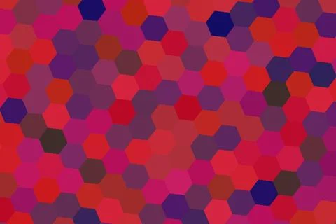 Colorful hexagon pattern with shades of red purple and pink Ilustração Stock