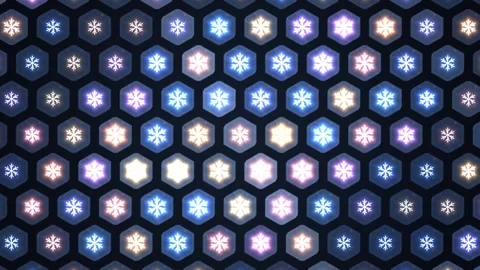Colorful hexagon pattern with snowflake designs in various Stock Footage 339304545