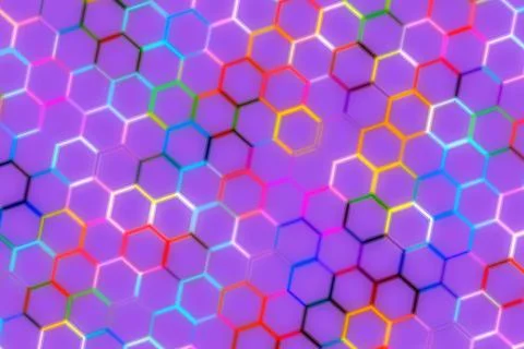 Colorful hexagon pattern with vibrant rainbow colors Stock Illustration