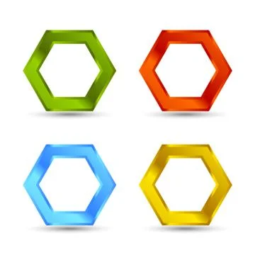Colorful hexagon set Stock Illustration