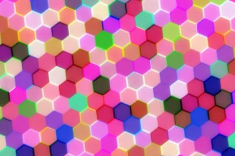 Colorful hexagon shapes pattern in bright rainbow colors Иллюстрация