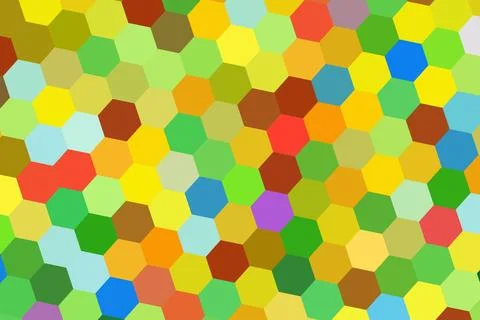 Colorful hexagon shapes in a random pattern Stock Illustration