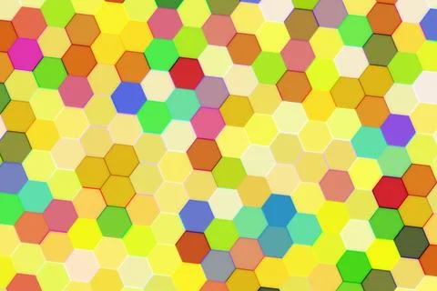 Colorful hexagon shapes in a random pattern on a bright background Illustrazione stock