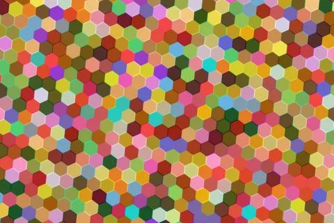 Colorful hexagon shapes in a random pattern Stock Illustration