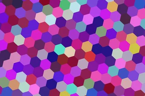 Colorful hexagon shapes in a random pattern Stock Illustration