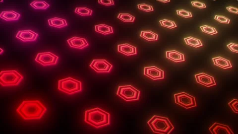 Colorful hexagonal animations create dynamic patterns in vibrant backgrounds Stock Footage 300438884