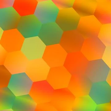 Colorful Hexagonal Background. Abstract Geometric Pattern. Orange Blue Colors. Stock Illustration