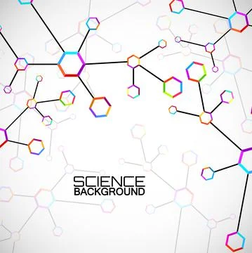 Colorful hexagonal molecular structure with DNA. Vector illustration Illustrazione stock