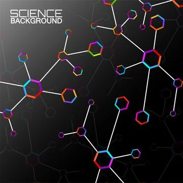 Colorful hexagonal molecular structure with DNA. Vector illustration Illustrazione stock