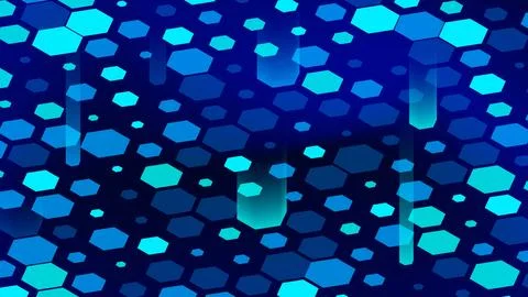 Colorful hexagonal pattern with blue and aqua shades creating a modern abst.. Illustrazione stock