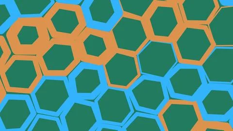 Colorful hexagonal pattern with blue and orange shapes Stock Illustration