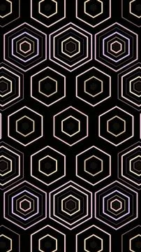 Colorful hexagonal pattern on a dark background Illustrazione stock