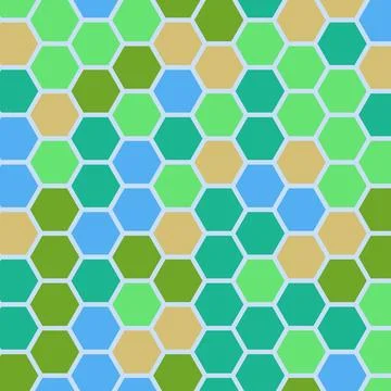Colorful hexagonal pattern design with green and blue tones Stock Illustration