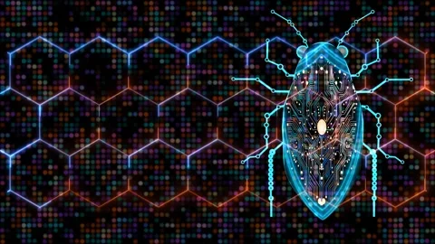 Colorful Hexagonal Pattern with Dots and Neon Glow Effects Stock Footage 310823824
