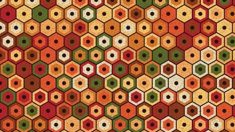 Colorful hexagonal pattern with earthy tones and green accents illustration Stock Illustration