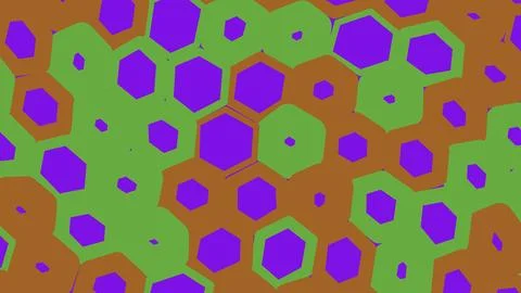 Colorful hexagonal pattern with purple green and brown shapes Stockillustratie