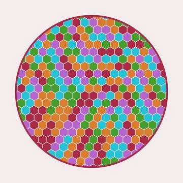 Colorful hexagonal pattern rug with vibrant geometric design Stock Illustration