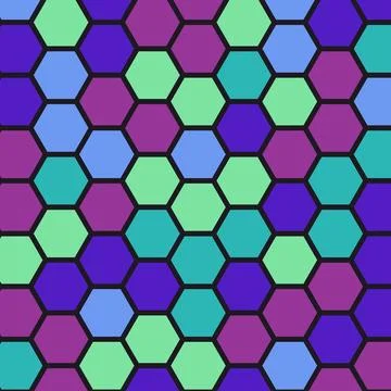 Colorful hexagonal pattern with vibrant purple blue and green tones Stock Illustration