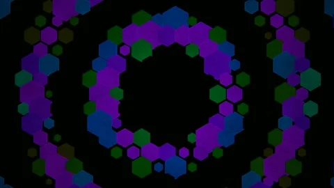 Colorful hexagonal patterns swirl in a digital design Stock Footage 331678241