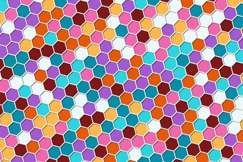 Colorful hexagonal with shadow background. Honeycomb background. Stock Illustration