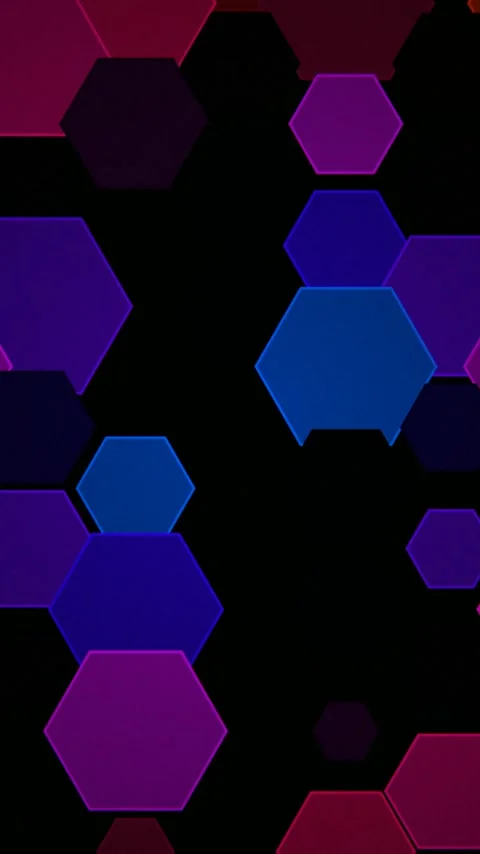 Colorful hexagonal shapes on a dark background create a modern design Stock Footage 331687006