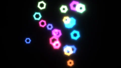 Colorful hexagonal shapes floating in a dark space Stock Footage 338423415