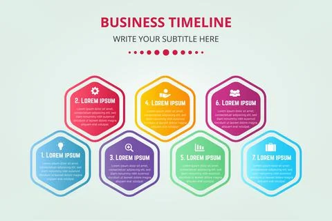 Colorful hexagonal timeline infographic template Stock Illustration