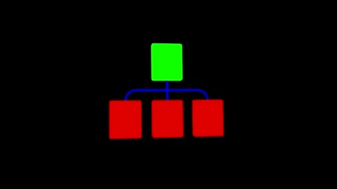 Colorful Hierarchical Structure Diagram with Connected Nodes on Black Backg.. Video stock 341921428